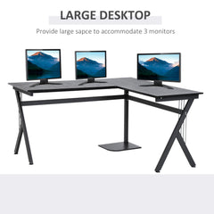 HOMCOM L Shaped Gaming Desk, 155 x 130cm Corner Computer Desk with CPU Stand for Home Office, Study Workstation, Black