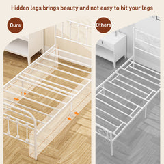 HOMCOM Single Minimalistic Metal Bed Frame - White