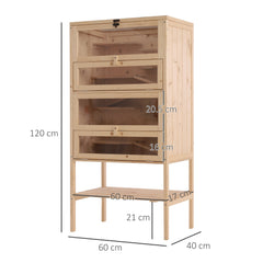 PawHut Wooden Large Hamster Cage, Gerbil Cage 4 Layers with Tall Bottom & Storage Shelf