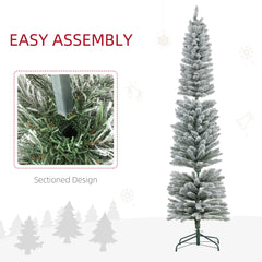 HOMCOM 7ft Artificial Snowy Pencil Christmas Tree - White