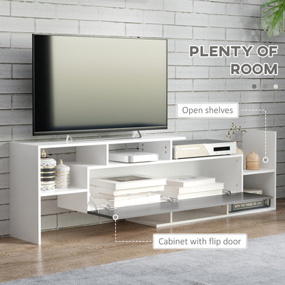 HOMCOM TV Cabinet with Wall Shelf for Wall-Mounted 65" TVs or Standing 40" TVs - White and Grey