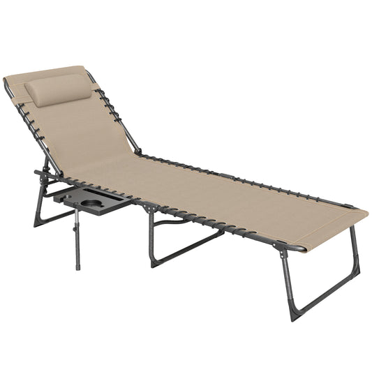 Outsunny Five-Position Reclining Sun Lounger - Beige