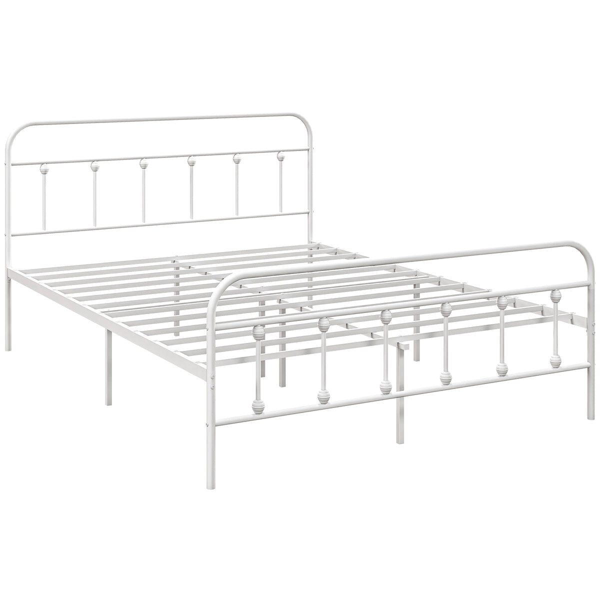 HOMCOM King Size Minimalistic Metal Bed Frame - White