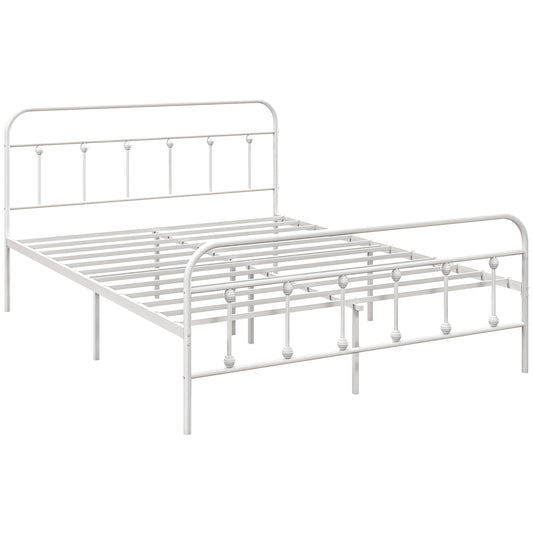 HOMCOM King Size Minimalistic Metal Bed Frame - White