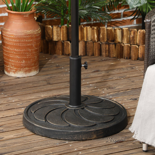 Outsunny 18kg Resin Garden Parasol Base, Round Outdoor Market Umbrella Stand Weight for Poles of 38mm to 48mm, Bronze