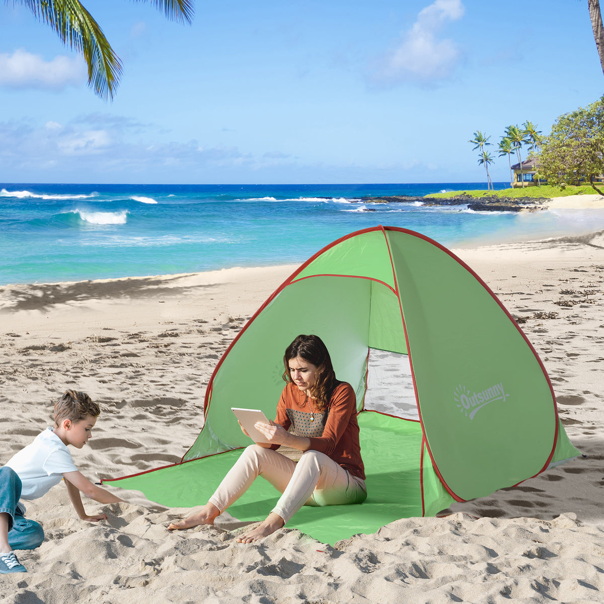 Outsunny Pop Up Tent Beach Fishing Camping UV Protection Patio Sun Shade Shelter