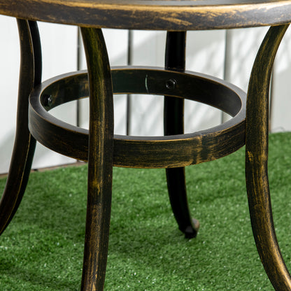Outsunny Outdoor Garden Table, Cast Aluminium Patio End Table with Anti-slip Foot Pads for Garden, Patio, Balcony, 60 x 52.5cm, Bronze