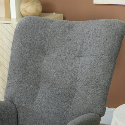 HOMCOM Teddy Fleece Rocking Chair - Grey