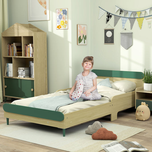 AIYAPLAY Toddler Bed with Safety Rail, for Ages 3-10 Years, 195 x 103 x 60.5cm, Green