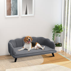 PawHut Dog Sofa, Pet Couch Bed for Medium, Large Dogs, with Legs, Cushion - Grey