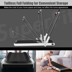 Folding Treadmill with LED Display Bluetooth Speaker-White