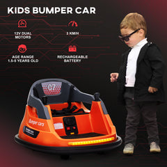 HOMCOM Bumper Car, 360√Ç¬∞ Rotation Spin 12V Kids Electric Car with Lights, Music, for Ages 1.5-5 Years - Orange