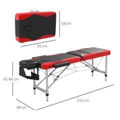 HOMCOM Foldable Massage Table Professional Salon SPA Facial Couch Bed Black and Red