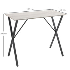 HOMCOM 120 cm Rectangular Bar Table for 4 People, Modern Kitchen Table with Wood Effect Tabletop, Steel Legs, for Living Room, Home Bar, White