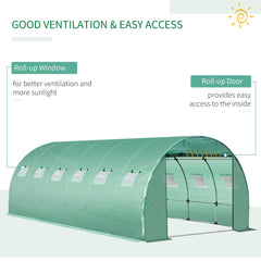 Outsunny 6 x 3 x 2m Greenhouse Replacement Cover ONLY Winter Garden Plant PE Cover for Tunnel Walk-in Greenhouse with Roll-up Windows Door Outdoor, Green