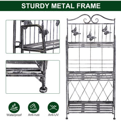 Outsunny Indoor Outdoor Freestanding 3-Tier Garden Plant Stand Metal Flower Display Rack for Potted Plants Balcony D√É¬©cor 44L x 25W x 96H cm