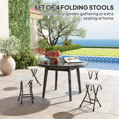 Outsunny Set of Four Folding Carry Stools - White