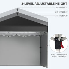 Outsunny 3 x 3 (M) Pop Up Gazebo Event Shelter, Height Adjustable Party Tent with 3 Sidewalls, Weight Bags and Wheeled Bag