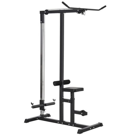 HOMCOM Exercise Pulley Machine Power Tower with Adjustable Seat Cable Positions