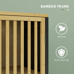 HOMCOM Bamboo-Blend Retro Cut-Out Under Sink Cabinet