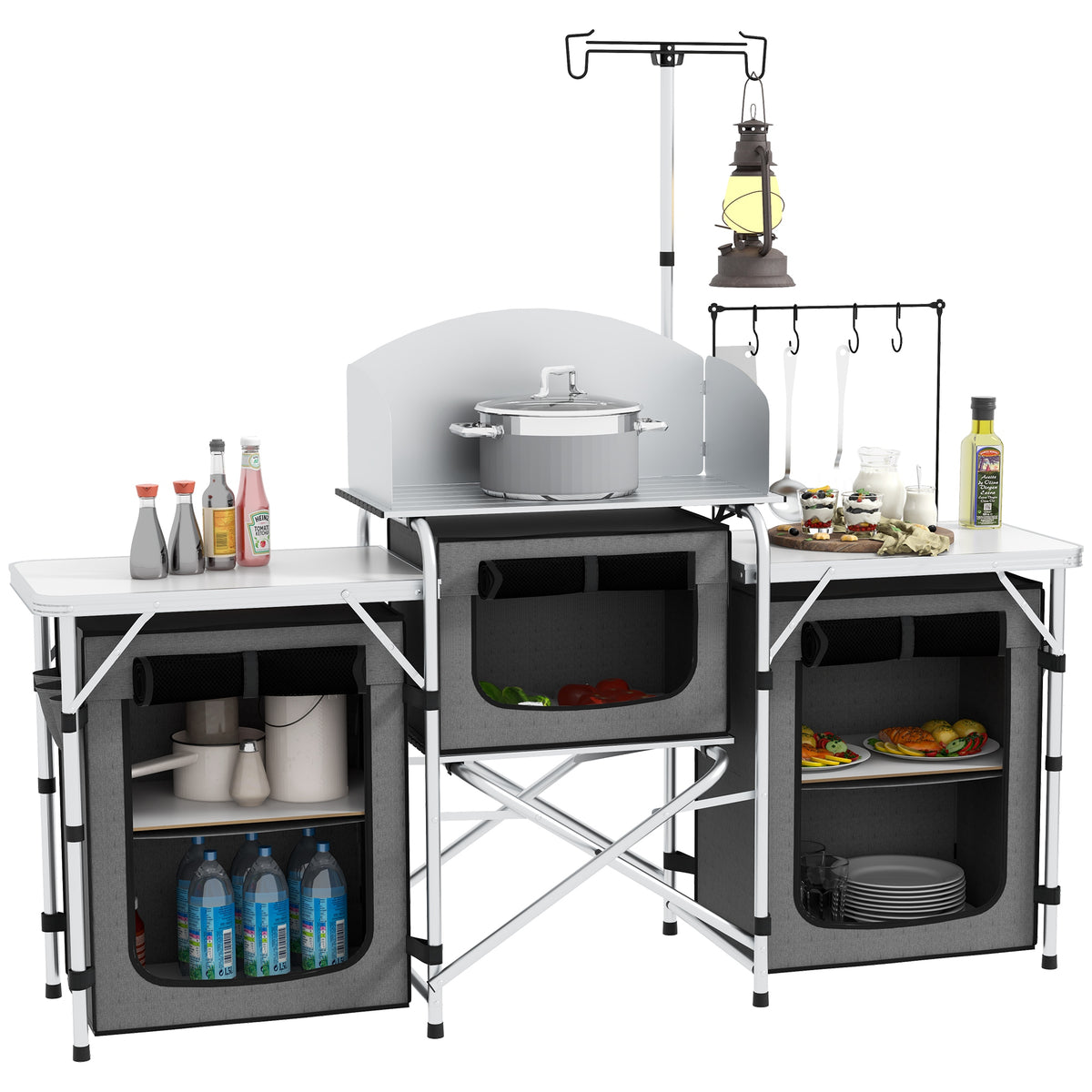 Outsunny Multi-Storage Portable Camping Kitchen, with Carry Bag