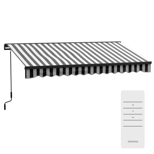 Outsunny 2.5 x 3.5m Aluminium Frame Electric Awning, with Remote - Grey/White