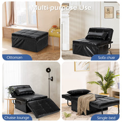 4 in 1 Convertible Sofa Bed with Adjustable Backrest-Black