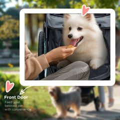 عربة أطفال PawHut Dog Pram Dog Stroller Jogger قابلة للطي للكلاب المتوسطة والصغيرة، مع عجلات مطاطية ووسادة قابلة للغسل - رمادي