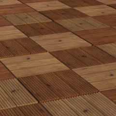 Outsunny 27 Pcs Wooden Interlocking Decking Tiles, 30 x 30 cm Anti-slip Outdoor Flooring Tiles, 0.81√£≈Ω¬° per Pack, All Weather Use for Patio, Balcony, Terrace, Hot Tub, Brown