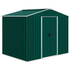 Outsunny 7.7 x 5.7ft Metal Garden Shed with Ventilation Slots and Sliding Doors, Galvanised Outdoor Tool Storage House, Green