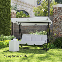 Outsunny Garden Swing Canopy Replacement 3 Seater, Waterproof Garden Swing Seat Canopy Cover, Windproof Anti-UV Sun Shade (Canopy Only) for Patio, Balcony, Light Grey