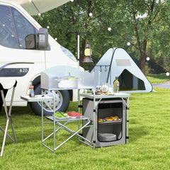 Outsunny Multi-Feature Folding Camping Kitchen, with Wind Shield