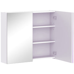 HOMCOM Mirror Cabinet, Wall Mount Bathroom Storage Cabinet with Adjustable Shelf, Double Door Cupboard, 70 x 15 x 60 cm, White