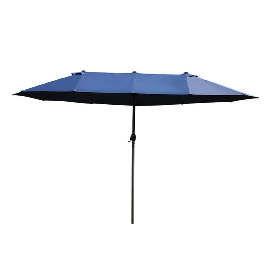 Outsunny Double-side Umbrella Parasol, 2.7x4.6Wx2.4H m-Blue