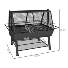 Outsunny 3-in-1 Barbecue Grill, Rotisserie Roaster and Fire Pit, with Cover