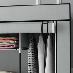 HOMCOM Fabric Wardrobe for Bedroom, Portable Cloth Wardrobe with 10 Compartments, 2 Hanging Rails and 4 Fabric Drawers, 166 x 42.5 x 169.5cm, Dark Grey