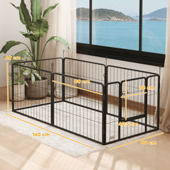 PawHut 6 Panels Dog Playpen, Portable Detachable Puppy Pen with Door, for Small Dogs, 60cm High, Black