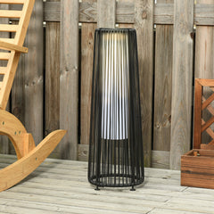 Outsunny Patio Garden Solar Powered Lights Woven Resin Wicker Lantern Auto On/Off