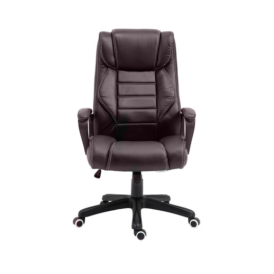 Vinsetto Office Chair with 6-Point Maaage and Back Heat, PU Desk Chair with Padded Seat and Armrest, Computer Chair with Tilt Function for Home, Brown