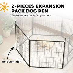 PawHut 2 Piece Dog Pen Expansion Pack for 80cm High Pet Playpen with 3 Stakes, for Small and Medium Dogs