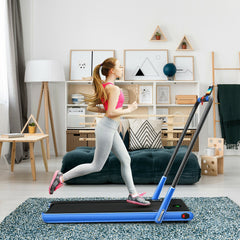 Folding Treadmill with LED Display Bluetooth Speaker-Blue