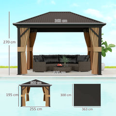 Outsunny 3.6 x 3(m) Aluminium Frame Hardtop Gazebo, with Accessories