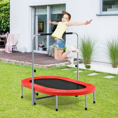 Double Foldable Fitness Trampoline with Adjustable Handrail-Red