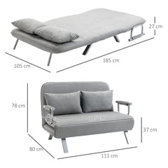 HOMCOM Two-Seater Click-Clack Sofa Bed - Light Grey