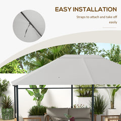 غطاء بديل لمظلة Gazebo مقاس 3 × 4 أمتار من Outsunny، غطاء بديل لسقف Gazebo (الغطاء العلوي فقط)، رمادي فاتح