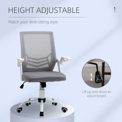 Vinsetto Office Chair, Ergonomic Desk Chair, Executive Computer Chair with 90√Ç¬∞ Flip-up Armrest and Lumbar Support, Adjustable Height for Home/Office, Grey