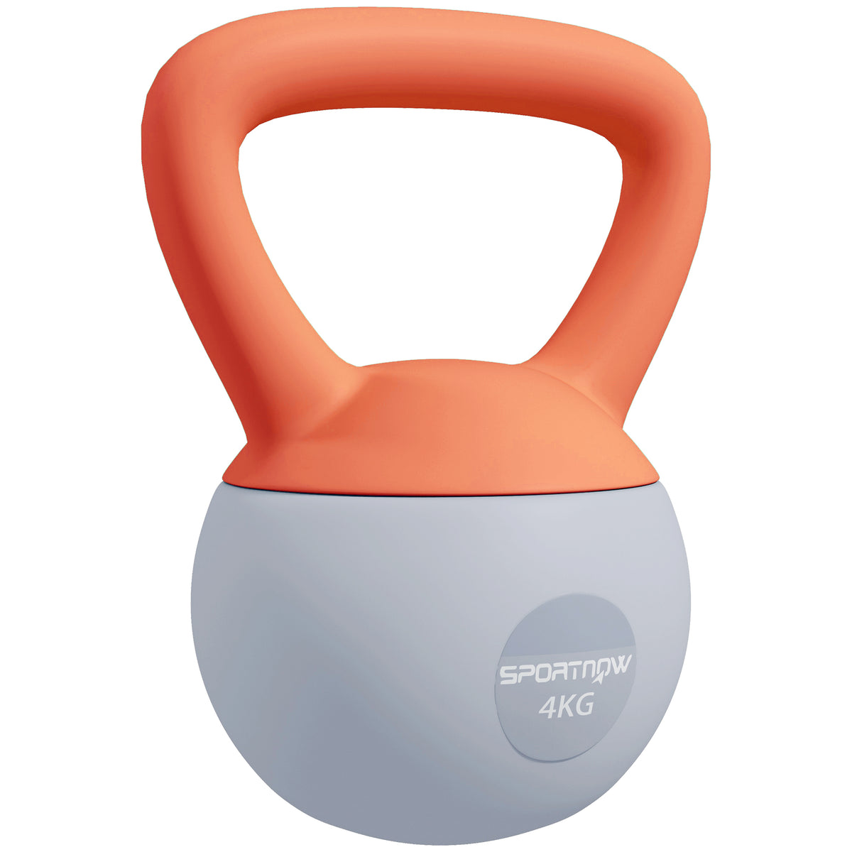 SPORTNOW Soft Kettlebell, 4kg Kettle Bell with Non-Slip Handle for Home Gym Weight Lifting and Strength Training, Orange and Grey