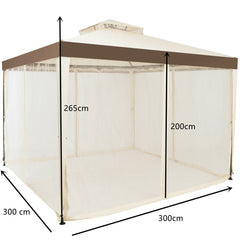 10 x 10ft Double Tiered Canopy Gazebo Garden Shelter Tent-Beige