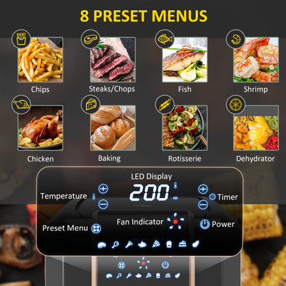 HOMCOM 6.5L Single Basket Air Fryer, 80-200√Ç¬∞C Temperature, Black and Gold Tone