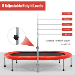 Double Foldable Fitness Trampoline with Adjustable Handrail-Red